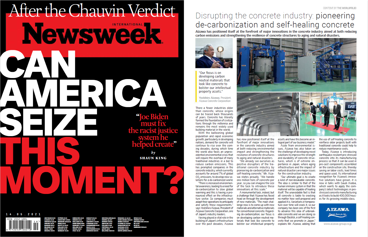 Newsweek誌に掲載、脱炭素と自己治癒コンクリートのパイオニア